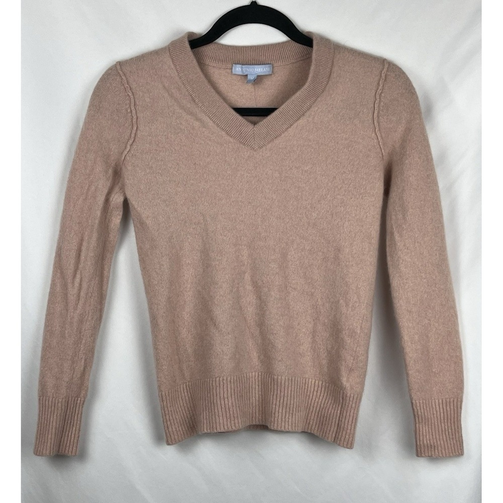 Antonio Melani Maddie 100%‎ Cashmere V-Neck Sweater Long Sleeve Small Rosy Blush